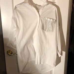White oversized botton down shirt